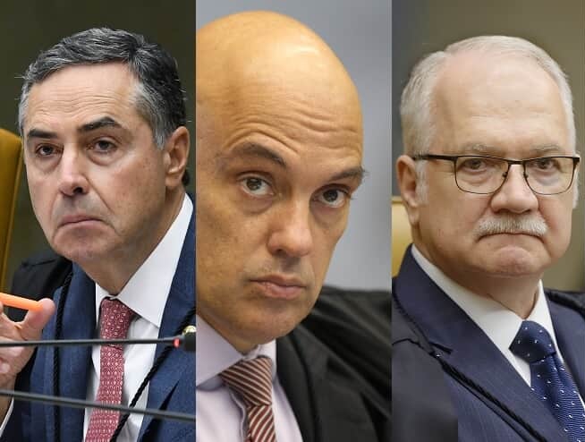 From left to right: Luís Roberto Barroso, Alexandre de Moraes, and Edson Fachin.