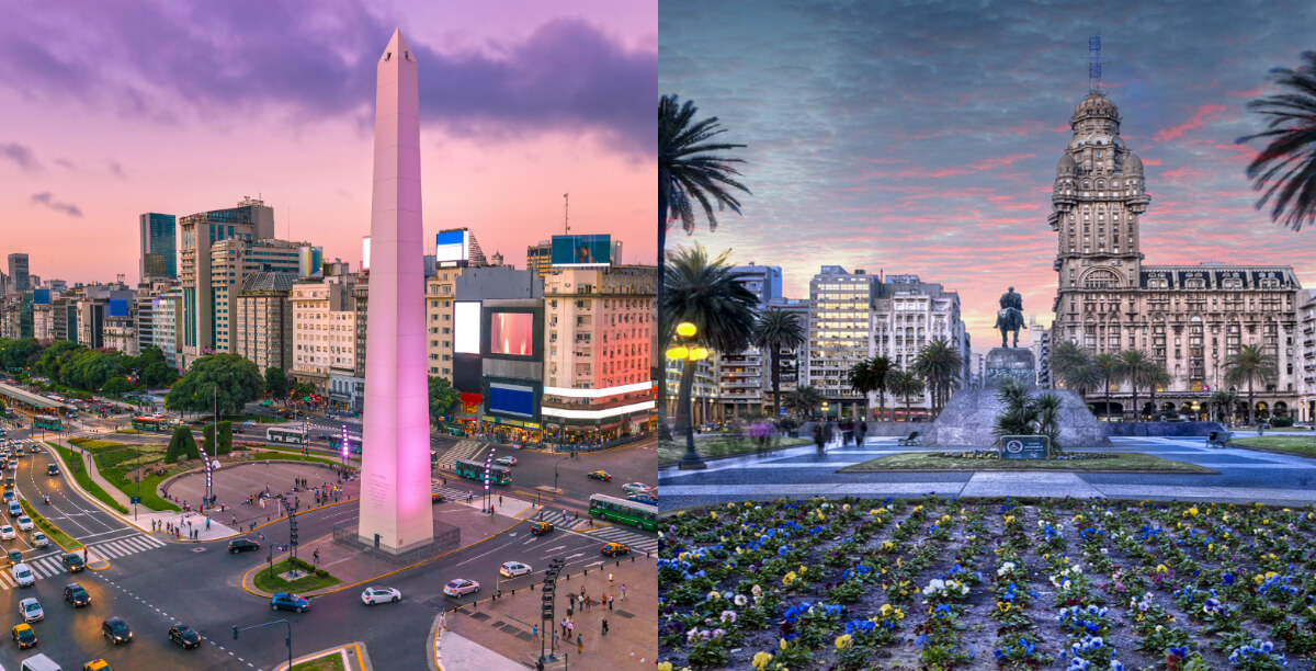Buenos Aires (left) and Montevideo (right).