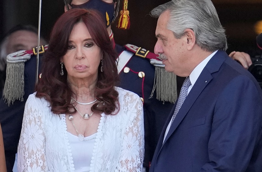 Argentine Vice President Cristina Kirchner (left) and Argentine President Alberto Fernández (right).