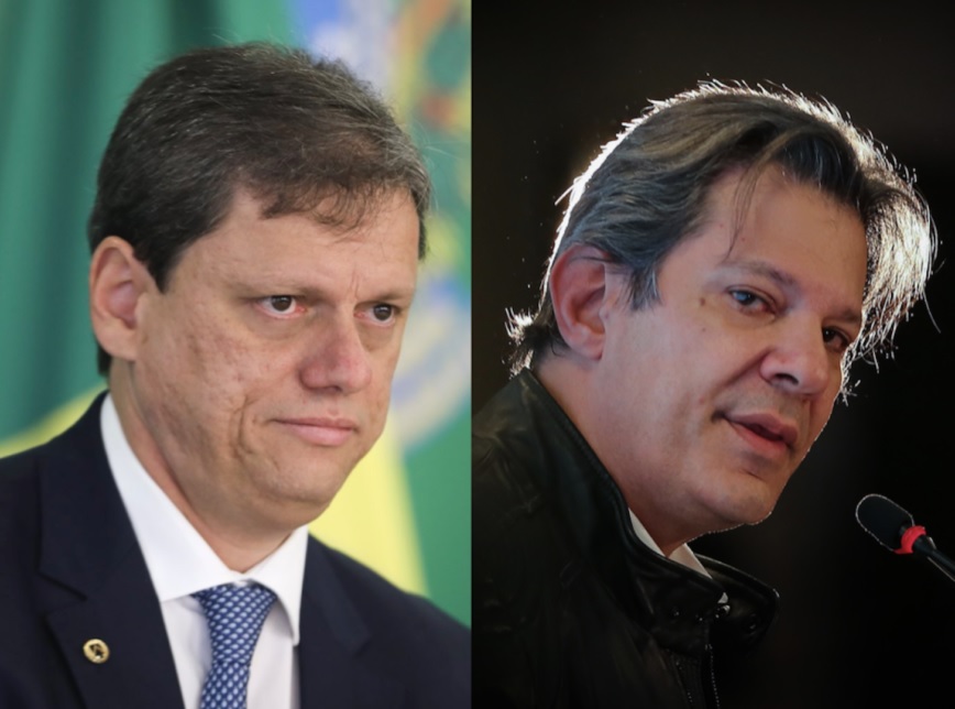 Brazil's former Infrastructure Minister, Tarcísio Freitas (left), and former São Paulo City mayor, Fernando Haddad (right).