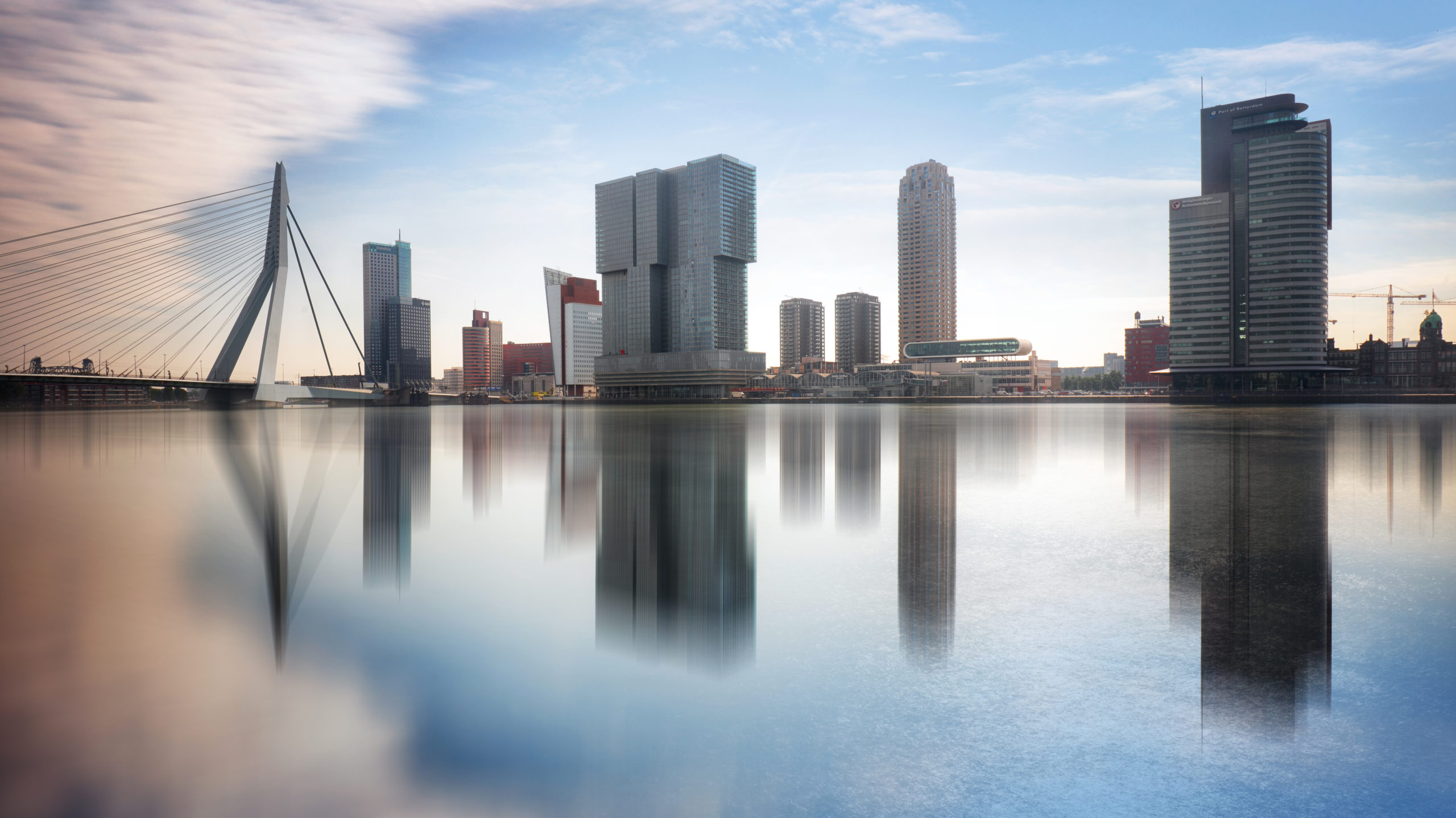Rotterdam Skyline with Erasmusbrug bridge, Netherlands.