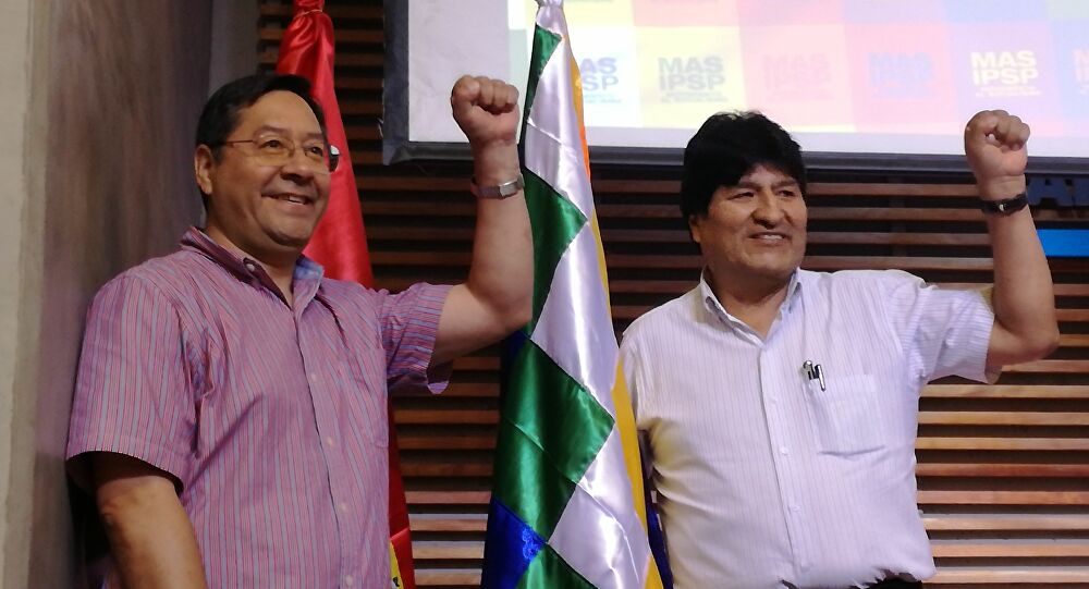Bolivian President Luis Arce (left) and former Bolivian President Evo Morales (right).