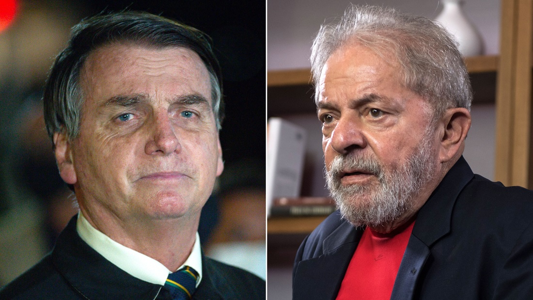 Brazilian President Jair Bolsonaro (left) and presidential candidate Luiz Inácio Lula da Silva (right).