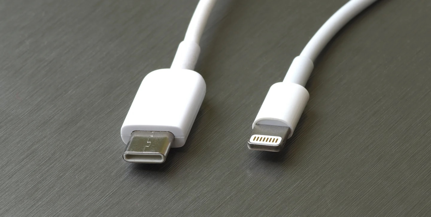 On the right is the USB-C plug, and on the left Apple's lightning plug.