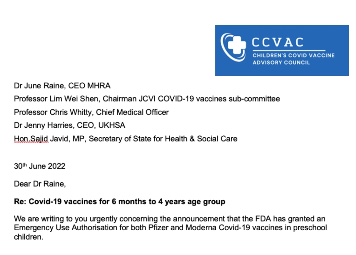 Medical and Healthcare, 76 Doctors send letter to UK health authority on why Covid vaccination may not take place in infants in England
