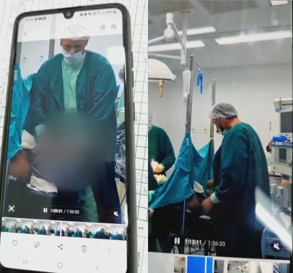 One can see in the video that the man pulled down his pants and introduced his genitals into the mouth of the sedated woman lying in the operating room, with her companions a few meters away.