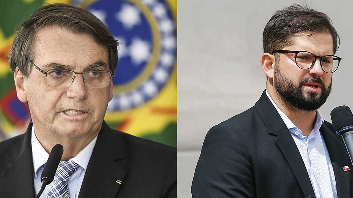 Brazilian President Jair Bolsonaro (left) and Chilean President Gabriel Boric (right).
