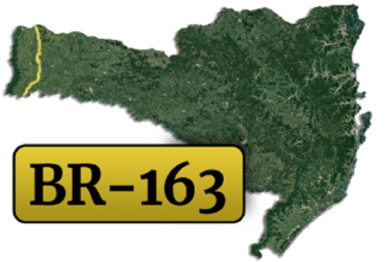 The worst stretch in Brazil, 59 km long, is on the BR-163 highway between São Miguel do Oeste and Dionísio Cerqueira, in the west of Santa Catarina state.