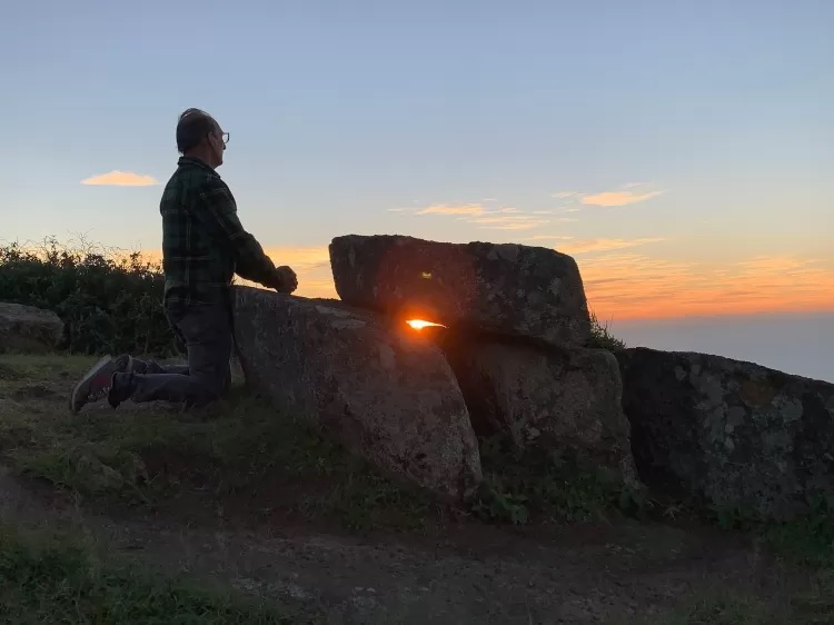 The fisherman and anthropologist meditates on the Prayer Dolmen.
