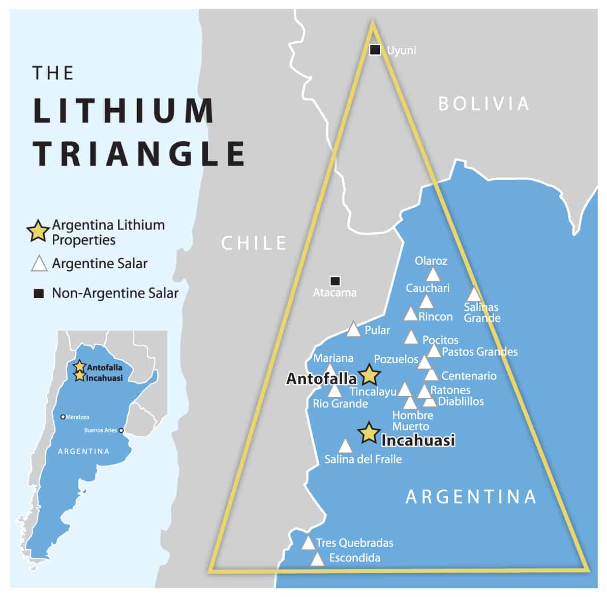 The lithium triangle in South America. (Photo Internet reproduction)