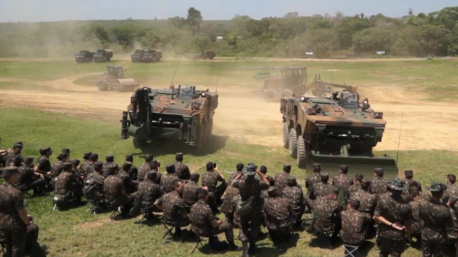 Guarani 6x6 engineering vehicles equipped with Pearson Engineering attachments. Photo: IR3 Portal