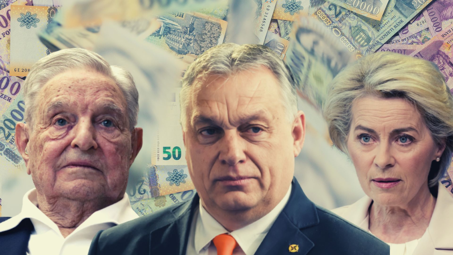 Soros, Orban, von der Leyen. (Photo internet reproduction)