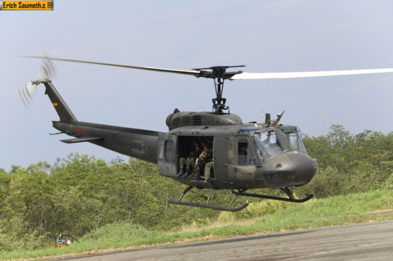 The Colombian Police will transfer 13 Huey helicopters to the Air Force