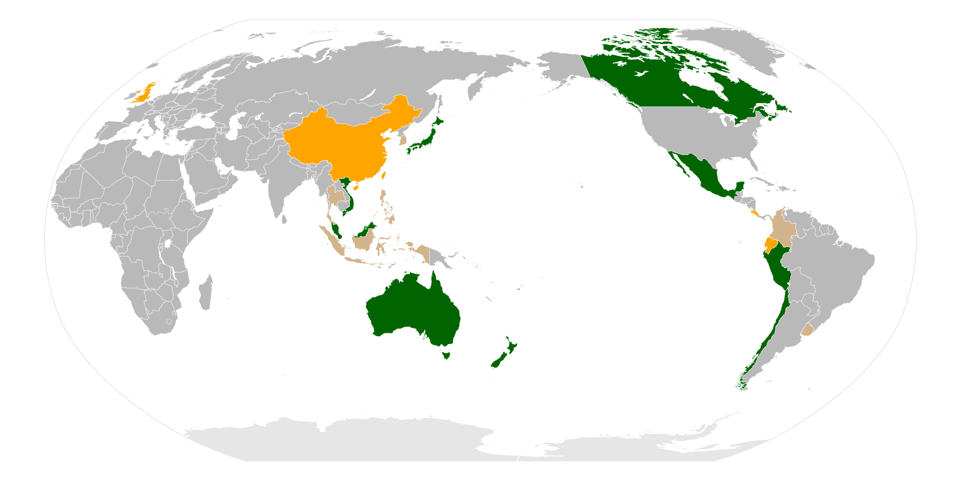 Countries within the Progressive Agreement for Trans-Pacific Partnership (CPTPP). (Photo internet reproduction)