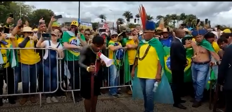 Indigenous people protest in Brasilia’s ‘Three Powers’ square this Sunday against rigged elections
