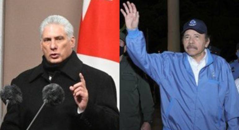 Miguel Díaz-Canel in Havana and Daniel Ortega in Managua. (Photo internet reproduction)