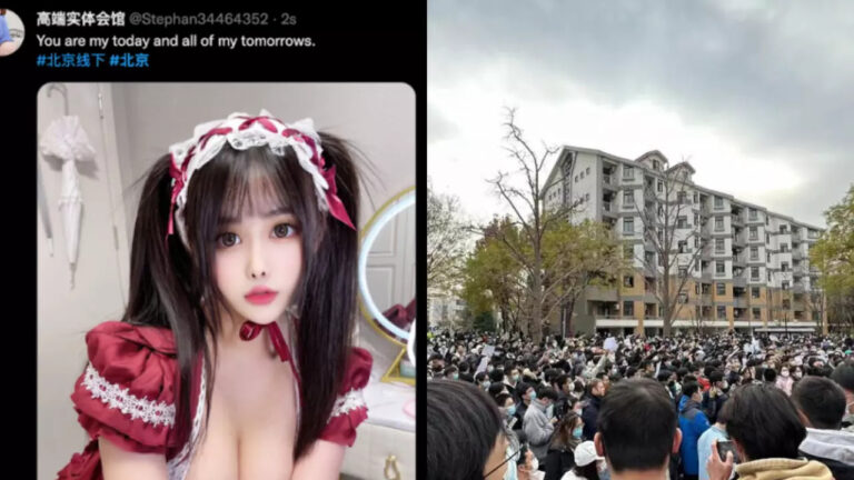 In China, photos of demonstrations on social networks are covered with pornographic spam