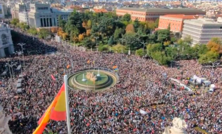 Spaniards take to the streets against socialist president Pedro Sanchez
