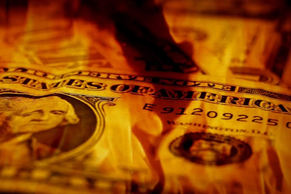 dollar on fire