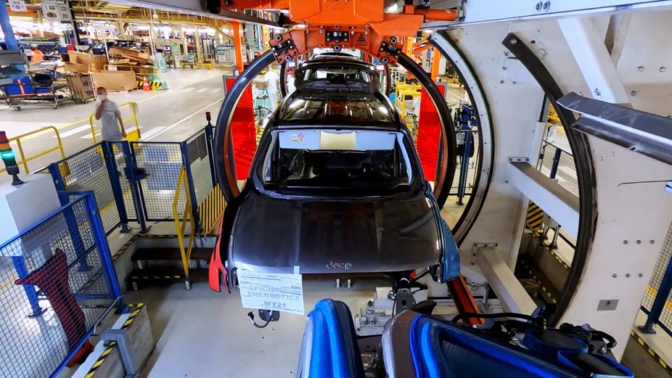 A Jeep vehicle on the assembly line at the Stellantis car plant in Goiana, Pernambuco, Brazil