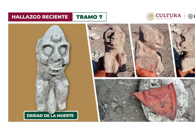 Ancient Maya sculpture depicting death deity discovered in Mexico. (Photo Internet reproduction)
