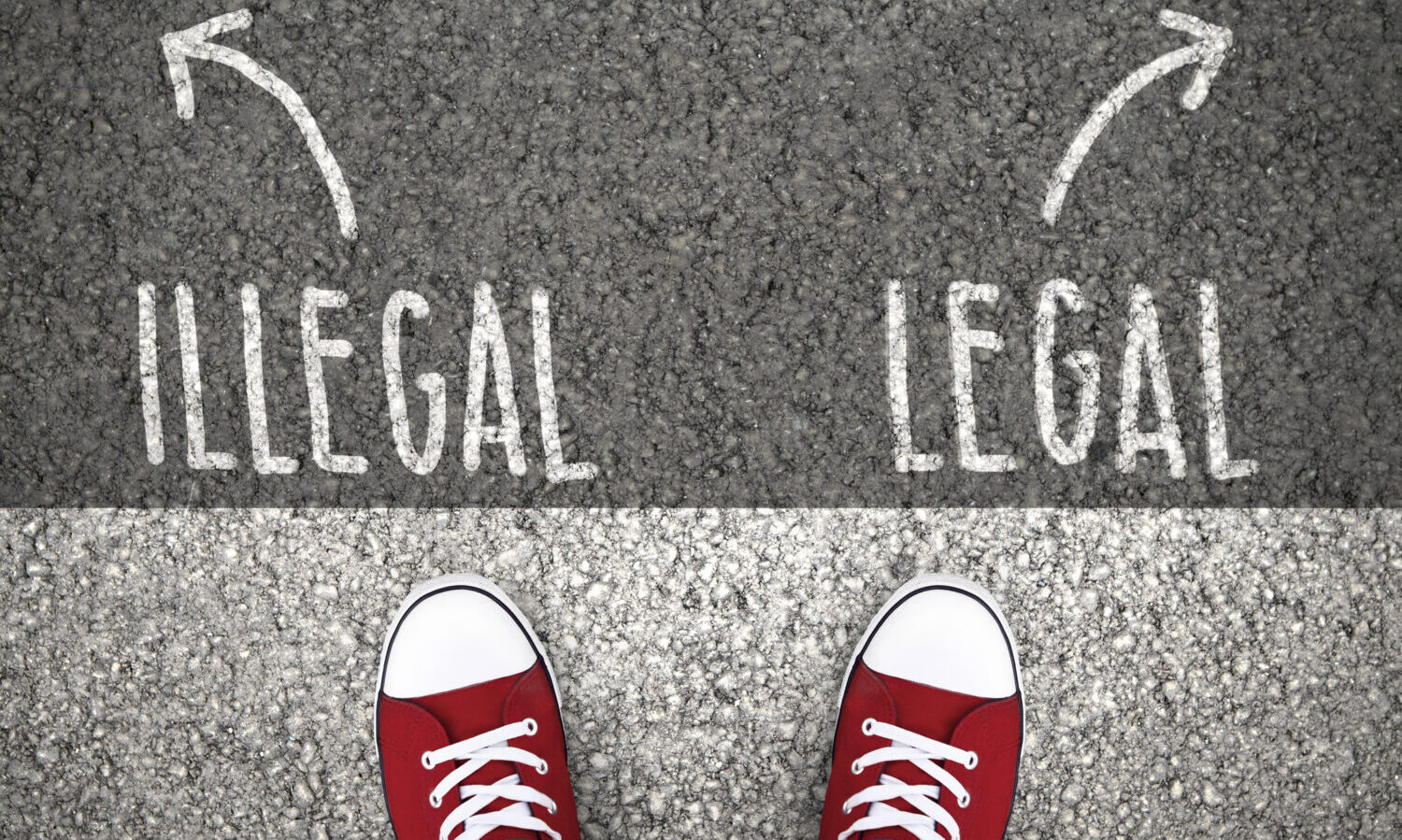 Legal or illegal decision at a crossroad