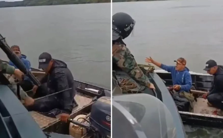 Paraguayan Naval Officer Held by Argentine Guard. (Photo Internet reproduction)