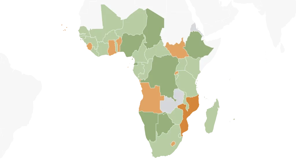 Map of Africa with countries colored differently