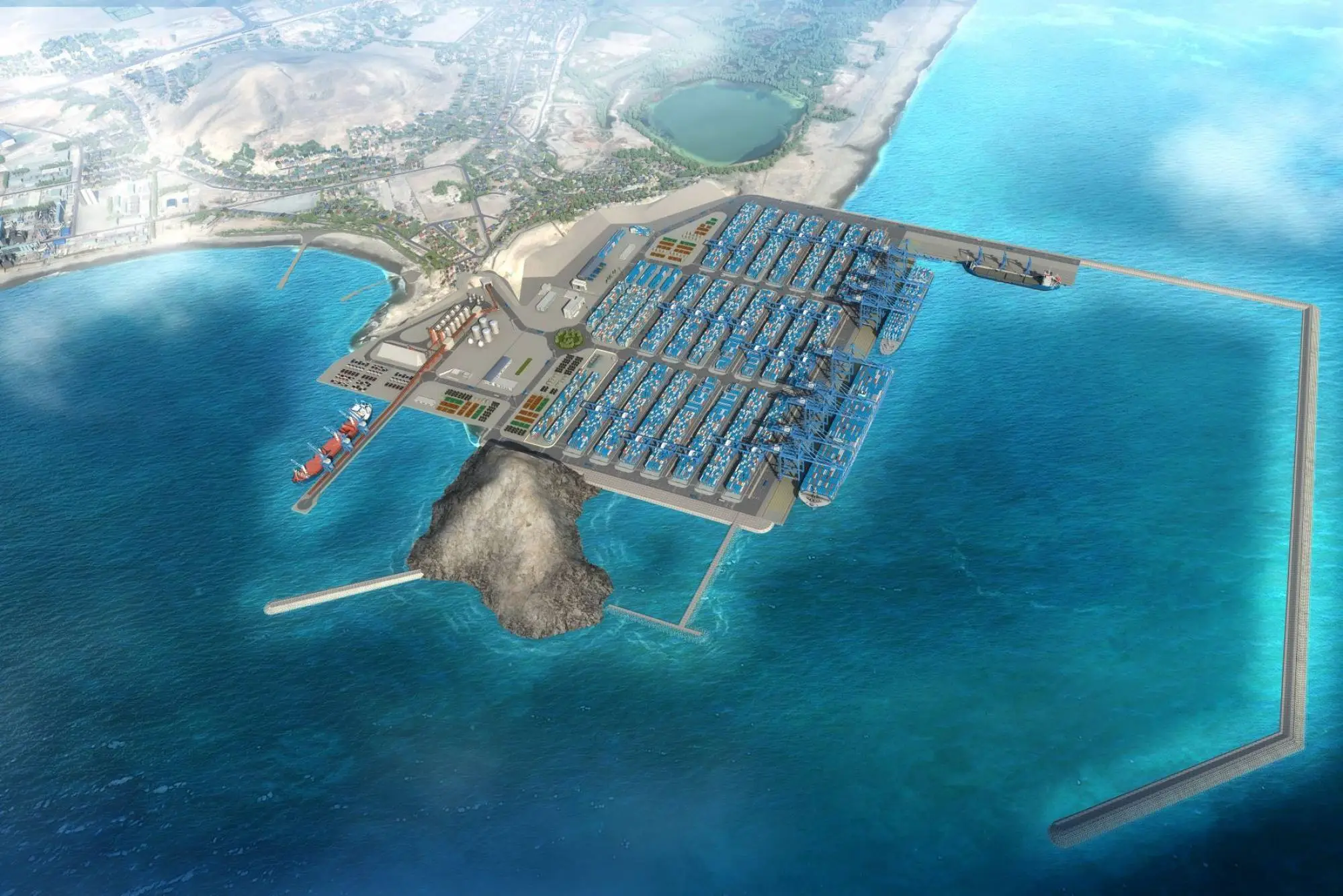 China Defends Investment in Peru's Chancay Port Dispute - Port rendering. (Photo Internet reproduction)