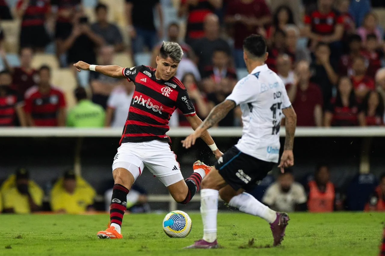 Flamengo Defeats Grêmio with Luiz Araújo's Double to Top Brasileirão. (Photo Internet reproduction)