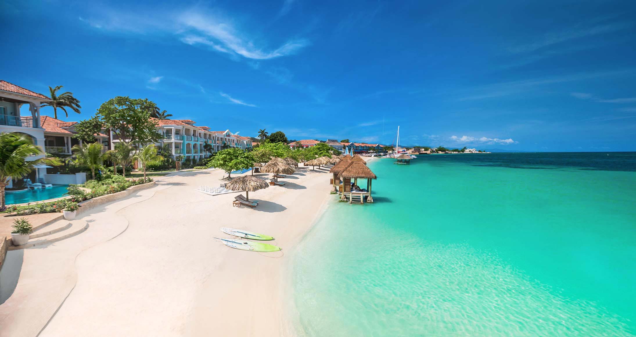 A resort beach at Montego Bay, Jamaica