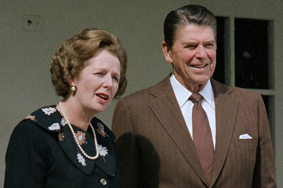Thatcher's and Reagan’s 1980s neoliberal free-market push, amplifying U.S. wealth. (Photo Internet reproduction)