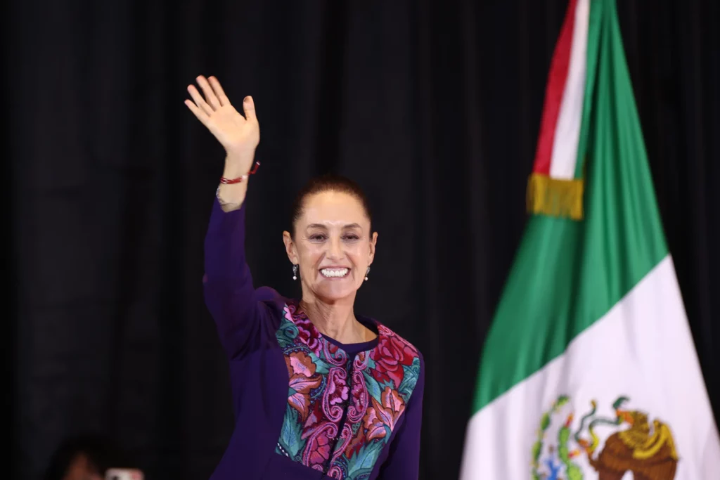 President Sheinbaum at a public event ahead of her two-year government anniversary speech in Mexico City