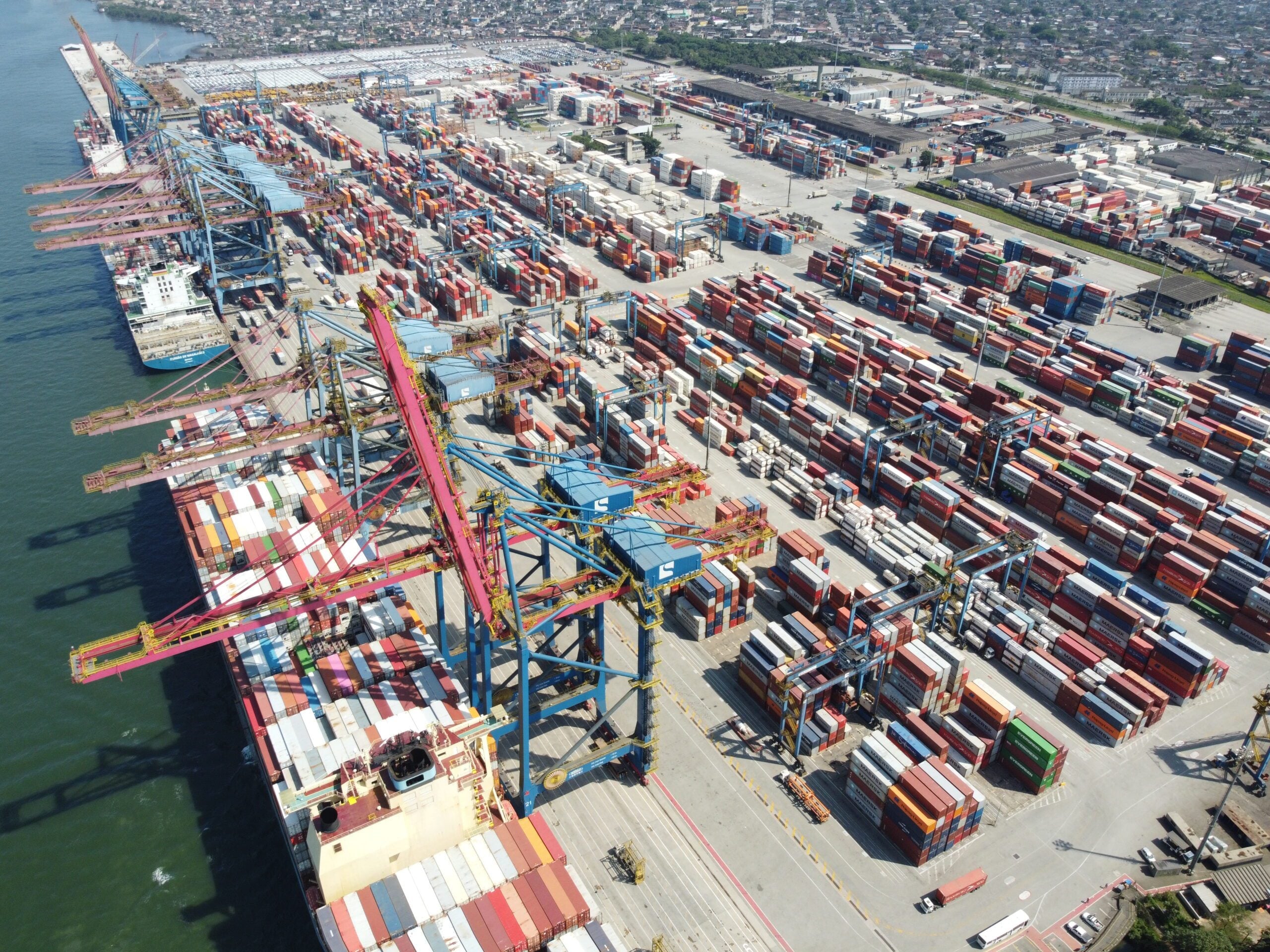 Brazil US tariffs — containers at the port of Santos