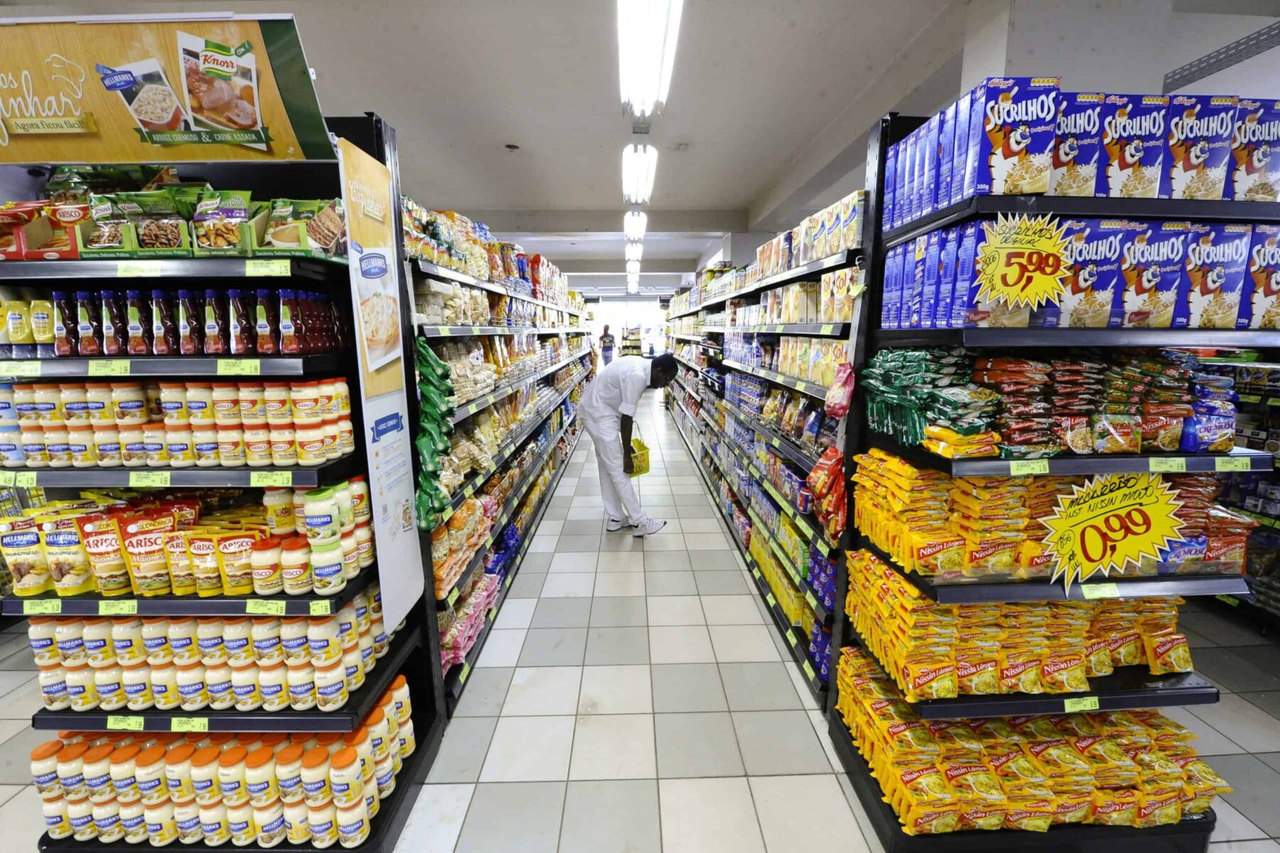 Brazilian supermarket aisle for expats shopping in Brazil