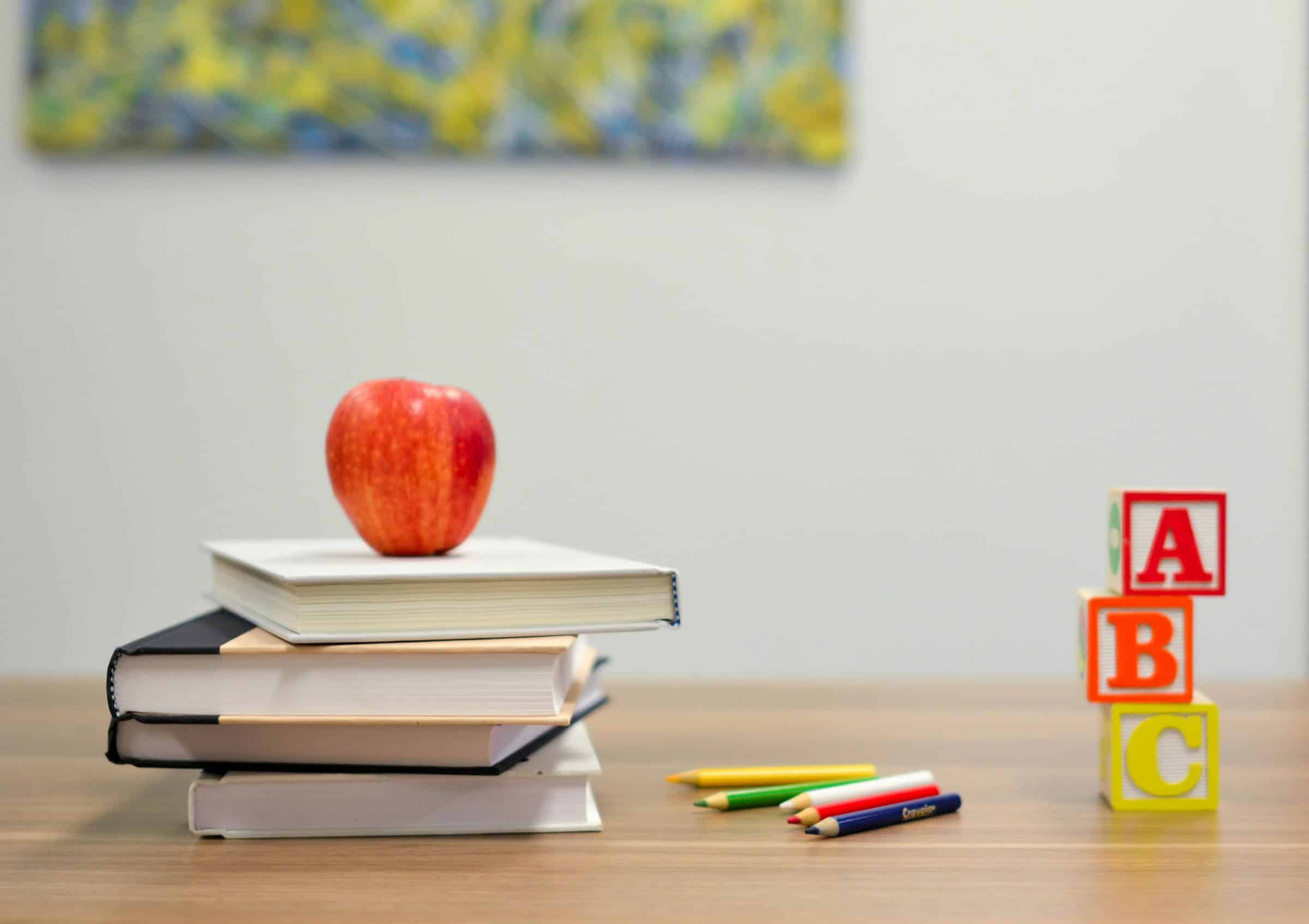 Books and learning blocks representing schools in Mexico for expats