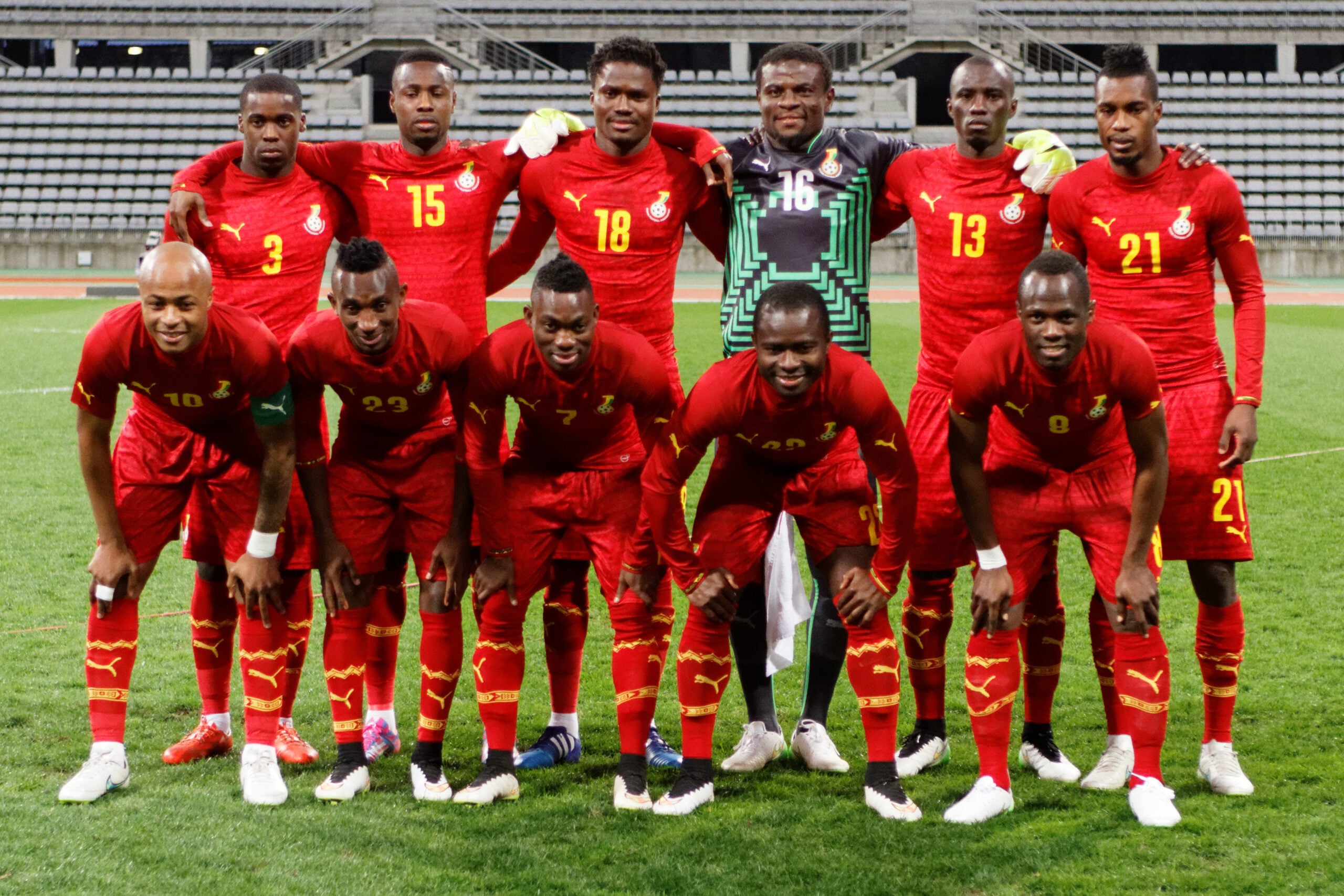 World Cup 2026 Ghana team lineup in red kit before the Colombia last-32 tie