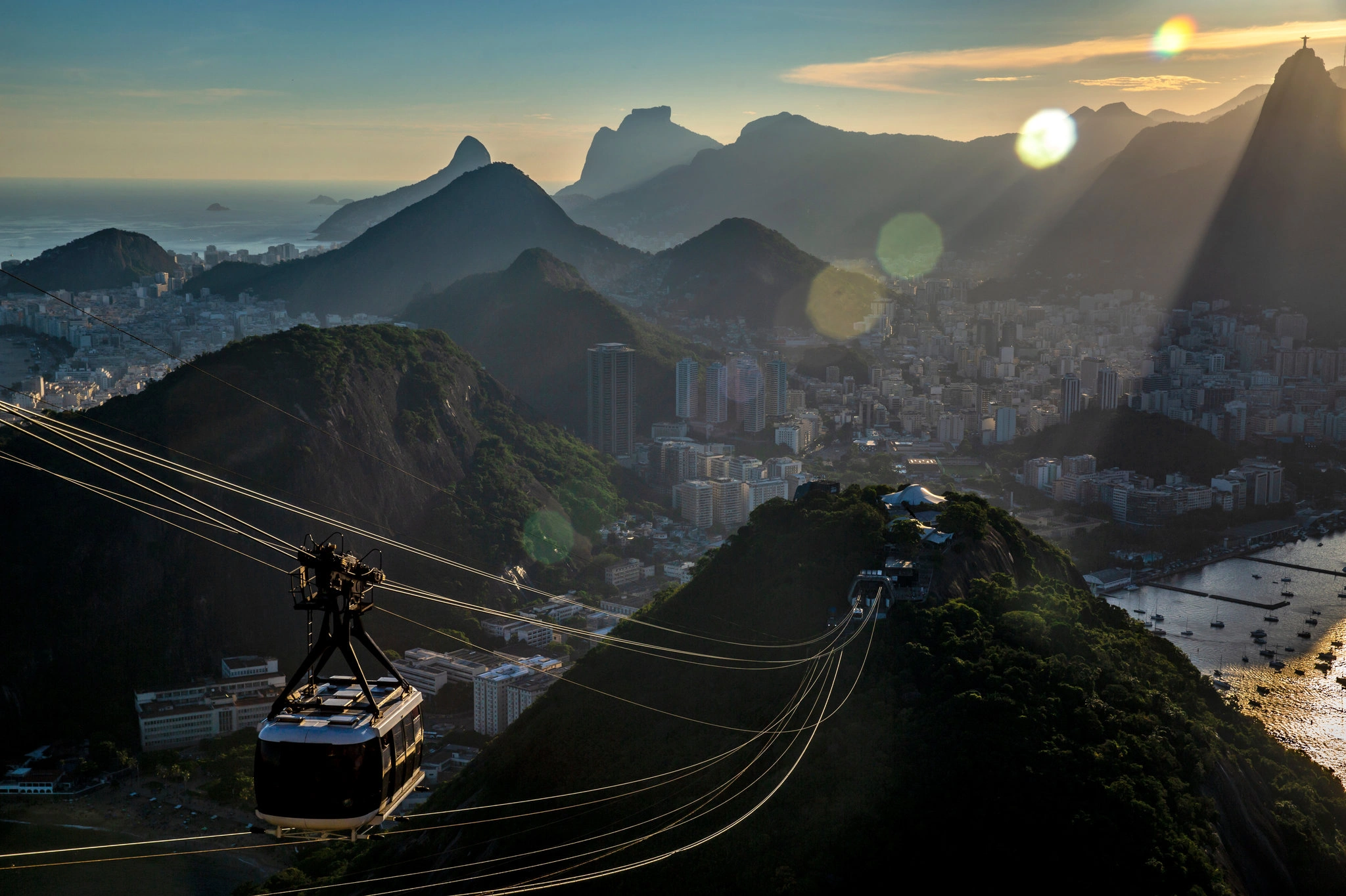 Sugarloaf and Botafogo Bay under clear winter light in Rio de Janeiro