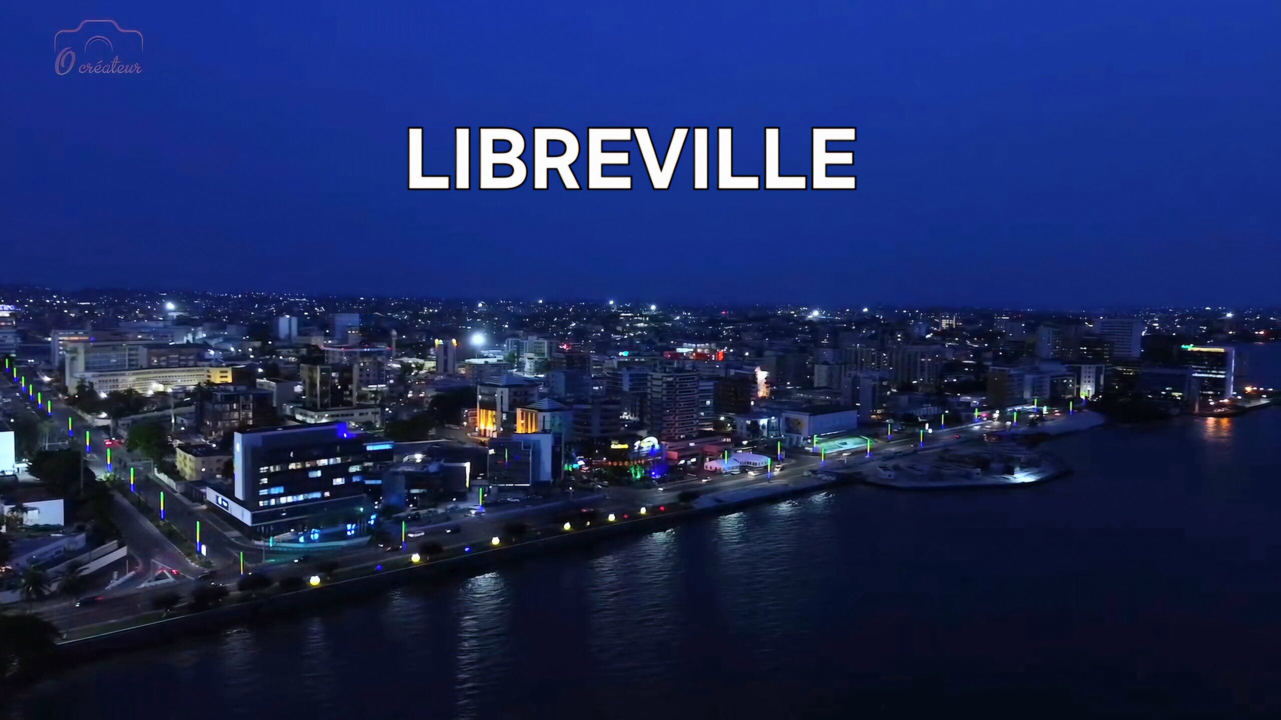 Gabon economy beyond oil seen in an aerial night view of Libreville