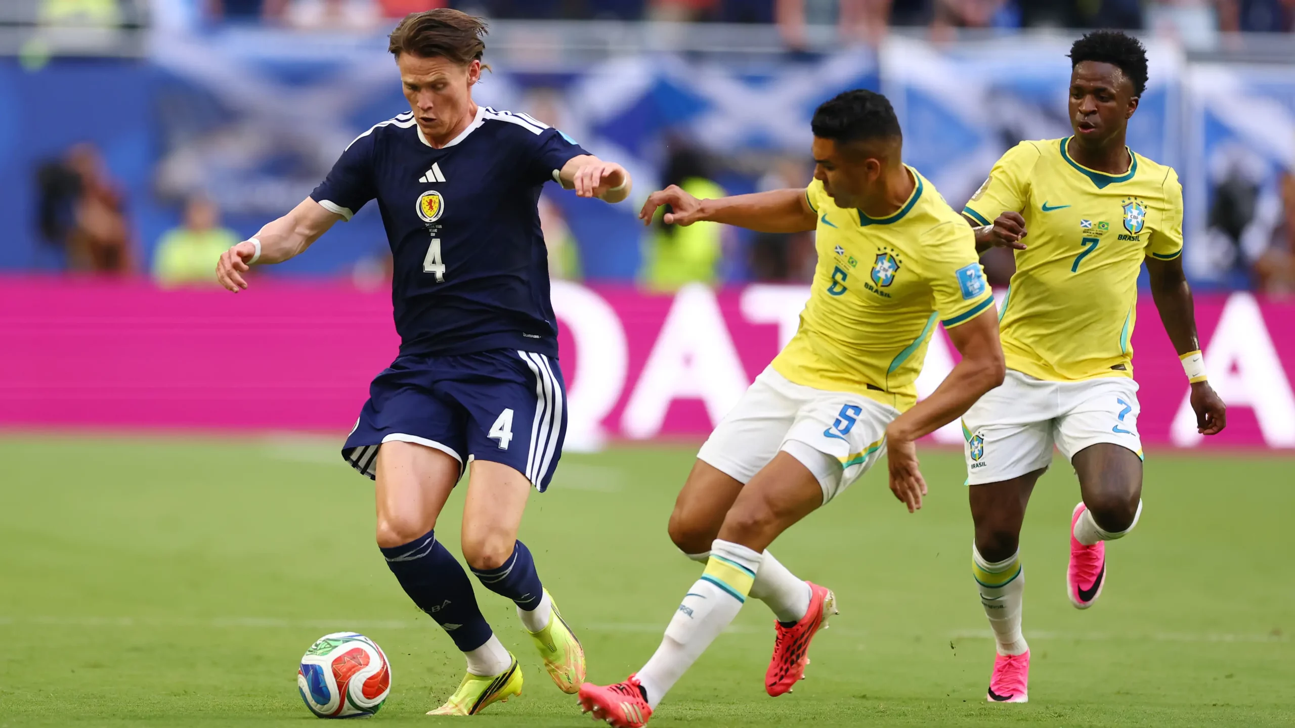Neymar enters the pitch as a substitute for Brazil against Scotland at Hard Rock Stadium in Miami on June 24, 2026, making his first appearance of the 2026 World Cup