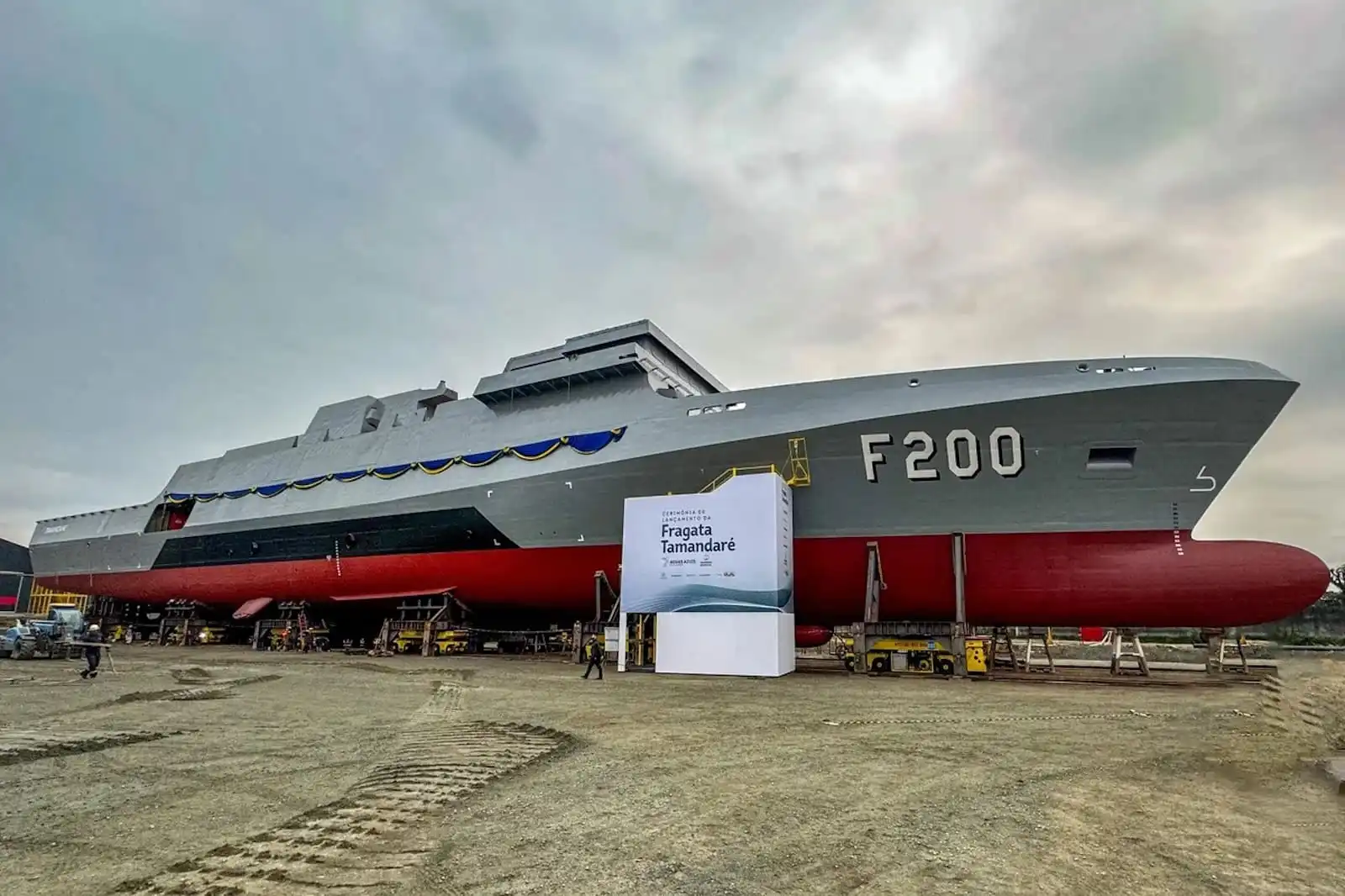 Brazil launches its third Tamandare frigate, the Cunha Moreira, at the Itajai shipyard