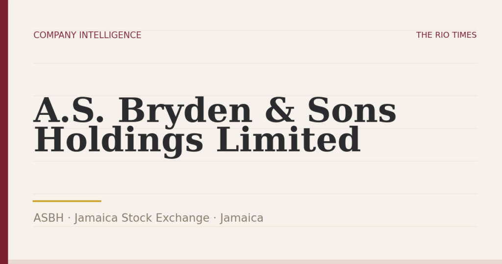 A.S. Bryden & Sons Holdings Limited (ASBH), listed on Jamaica Stock Exchange, Jamaica