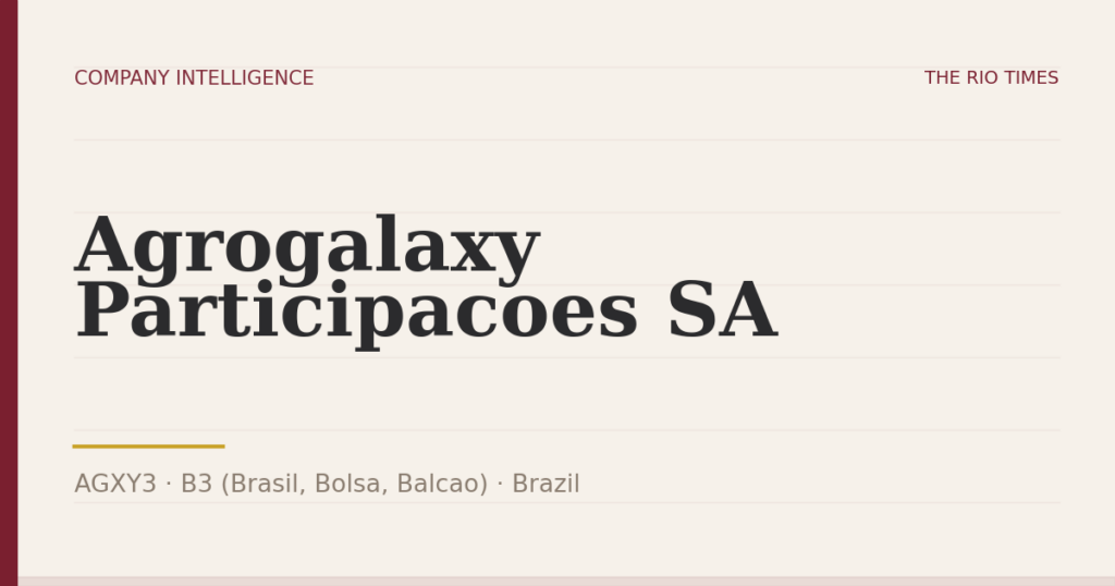 Agrogalaxy Participacoes SA (AGXY3), listed on B3 (Brasil, Bolsa, Balcao), Brazil