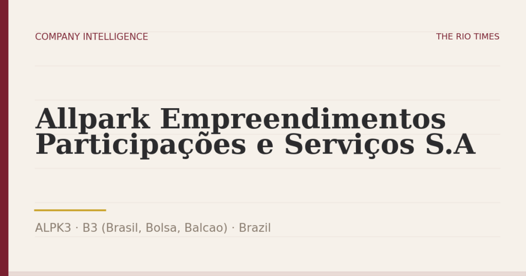 Allpark Empreendimentos Participações e Serviços S.A (ALPK3), listed on B3 (Brasil, Bolsa, Balcao), Brazil