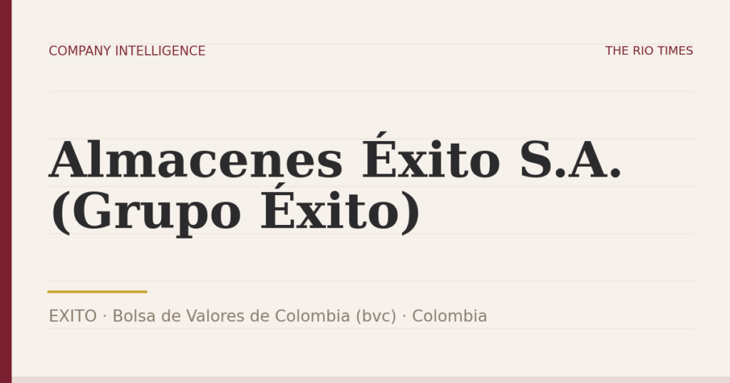 Almacenes Éxito S.A. (Grupo Éxito) (EXITO), listed on Bolsa de Valores de Colombia (bvc), Colombia
