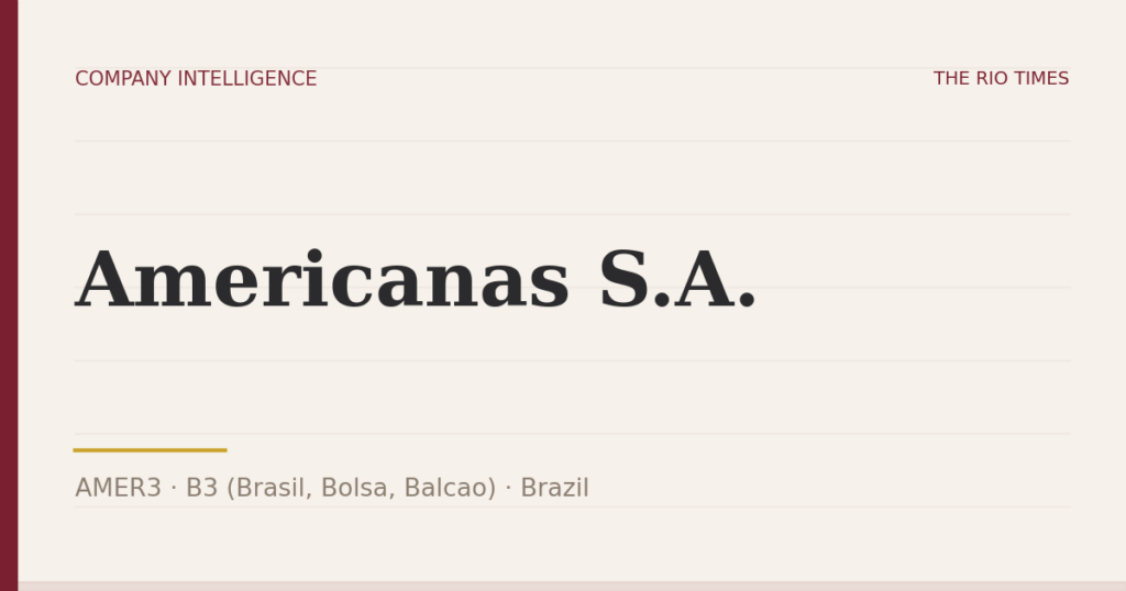Americanas S.A. (AMER3), listed on B3 (Brasil, Bolsa, Balcao), Brazil