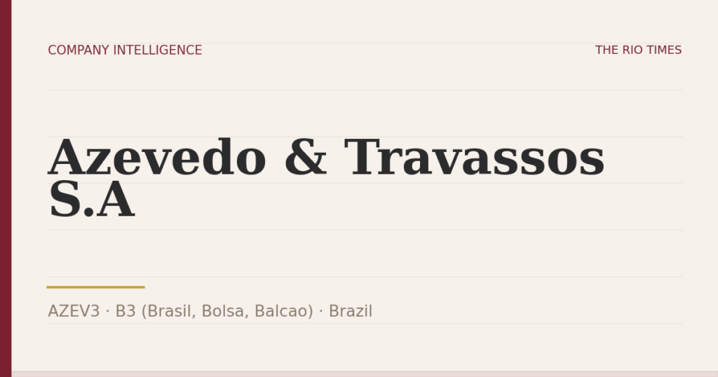Azevedo & Travassos S.A (AZEV3), listed on B3 (Brasil, Bolsa, Balcao), Brazil