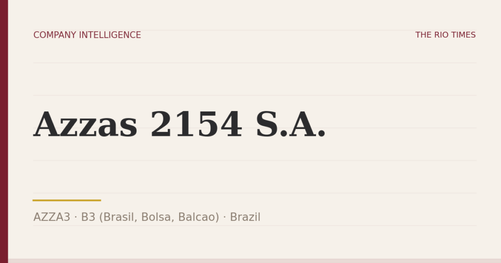 Azzas 2154 S.A. (AZZA3), listed on B3 (Brasil, Bolsa, Balcao), Brazil