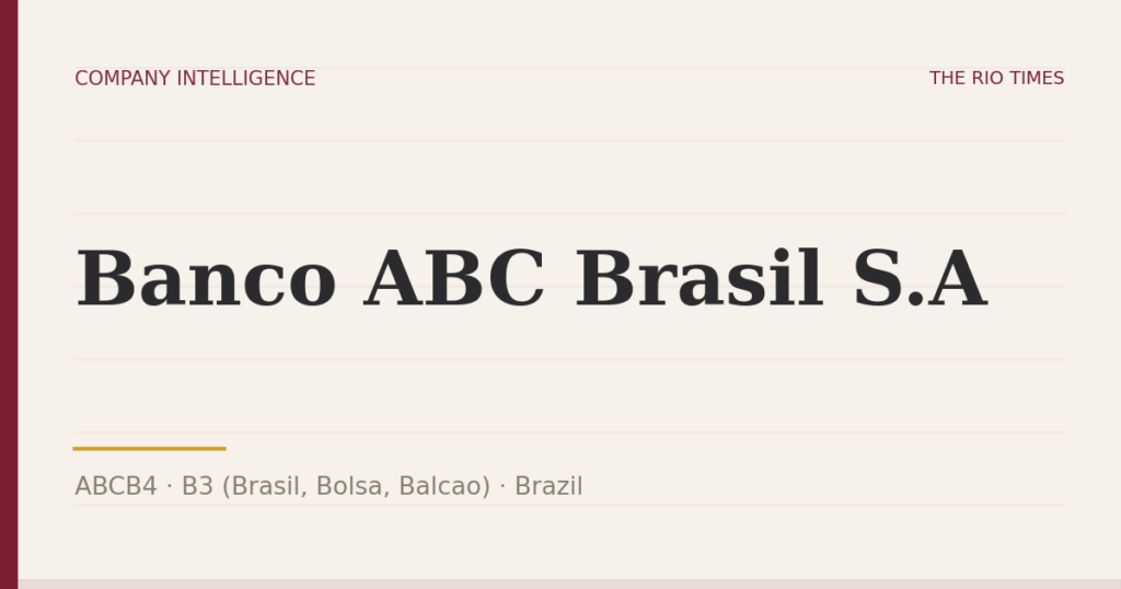 Banco ABC Brasil S.A (ABCB4), listed on B3 (Brasil, Bolsa, Balcao), Brazil