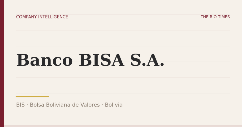 Banco BISA S.A. (BIS), listed on Bolsa Boliviana de Valores, Bolivia